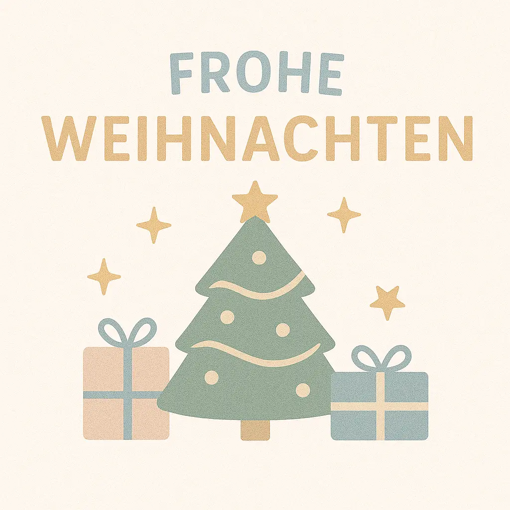 Frohe Weihnachten mit Geschenken und Weihnachtsbaum