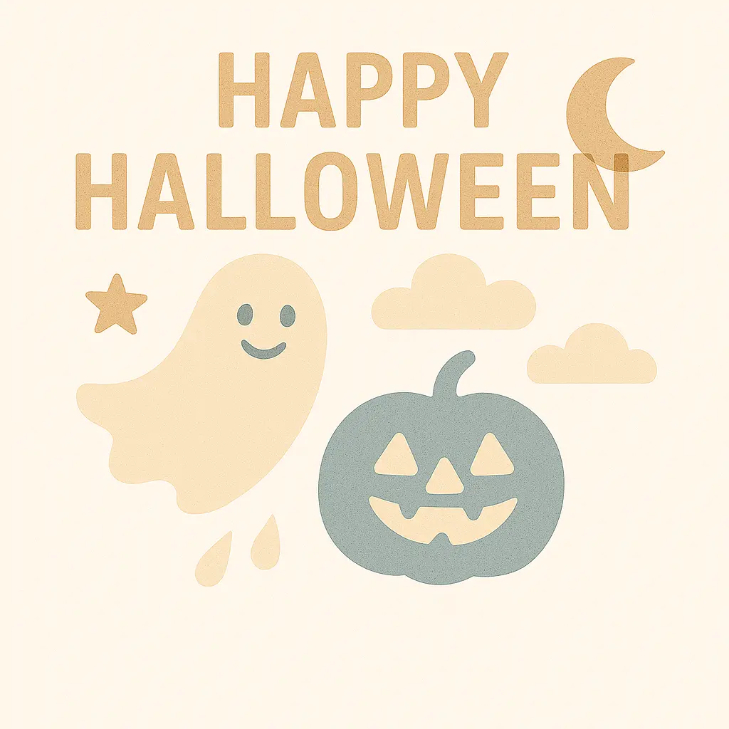 Happy Halloween mit Kürbis und Geist
