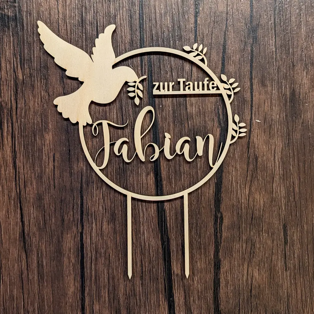 Caketopper Taufe Taube