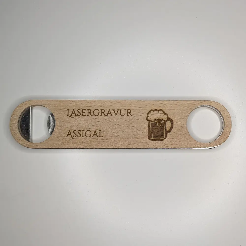 Flacher Bieröffner aus Naturholz